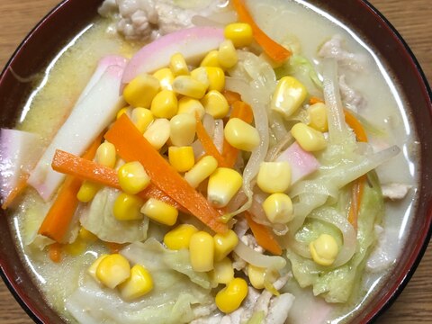 うどんスープで作る簡単具沢山チャンポン